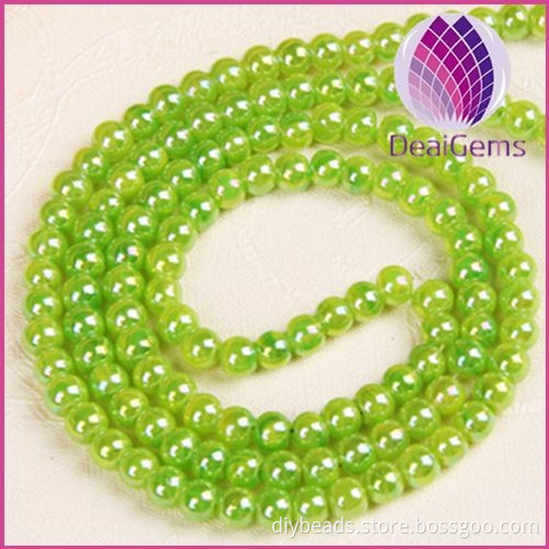 4mm AB green round glass beads